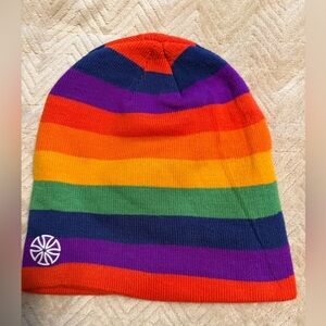 SNSUSK Rainbow Pride LGBT Beanie Knit Hat Striped Colorful Snowboard Skull Cap